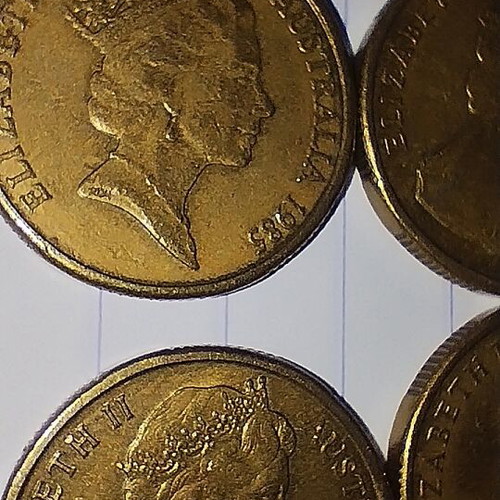 Australian coins used, pack of 4 one dollar pieces