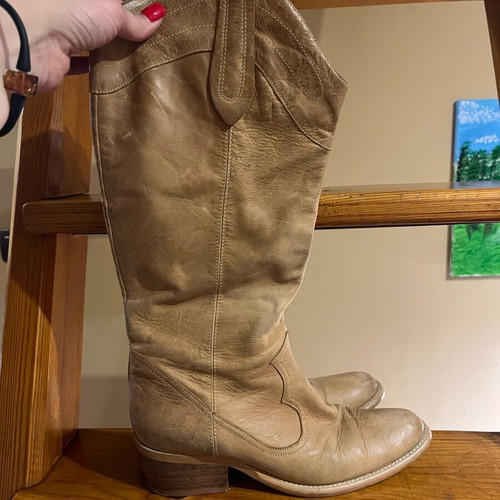 Women's leather boots used, size 39, beige