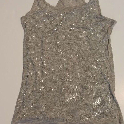 Bershka women's sleeveless top new, grey with faux diamonds