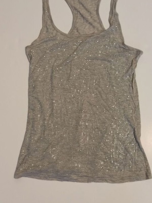 Bershka women's sleeveless top new, grey with faux diamonds