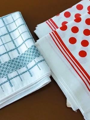 Vintage Soviet napkins set of 12, new, linen and cotton
