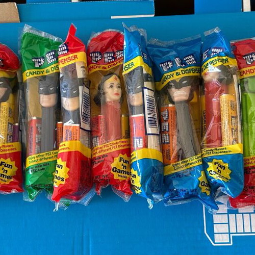 PEZ Floor Display Shipper new with 28 PEZ Dispensers Marvel and DC Comics