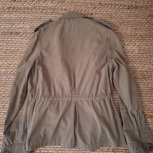 Zara women's khaki jacket used with zipper and buttons