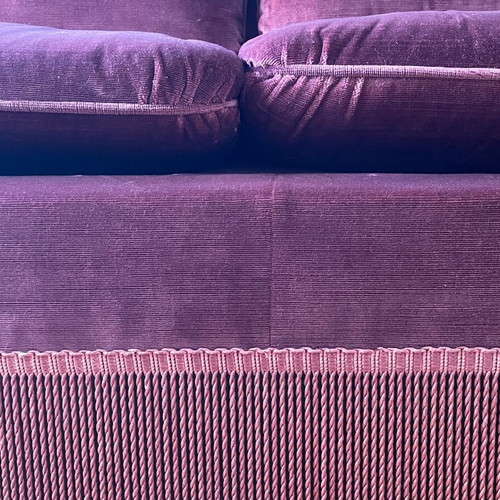 Vintage velvet living room set 1970s, burgundy