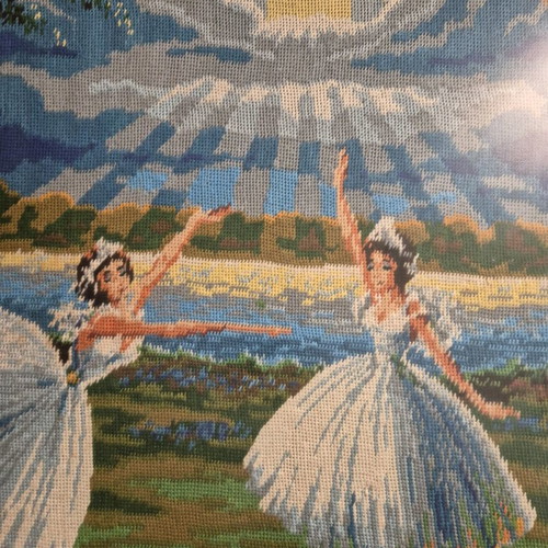 Handmade embroidered painting The Swan Lake used