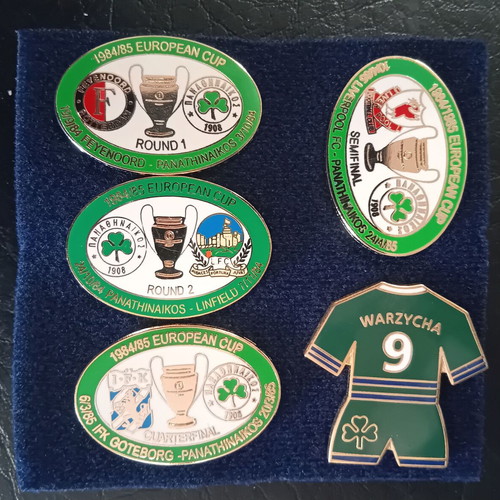 Panathinaikos Champions League 1984-1985 metal pin set of 5
