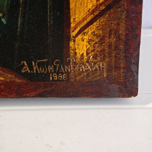 Handmade Angel of the Lord painting used, signed 1988
