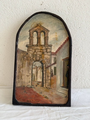 Painting used, painted on wood 12.5x21cm