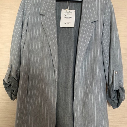 Blazer Oversized καινούργιο Stradivarius γκρι με λευκή ρίγα