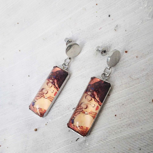 The Kiss Gustav Klimt Earrings new stainless steel and glass