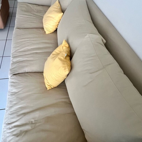 Cocomat four-seater sofa used with beech frame and latex cushions