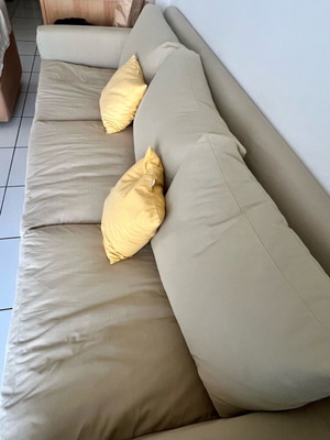 Cocomat four-seater sofa used with beech frame and latex cushions
