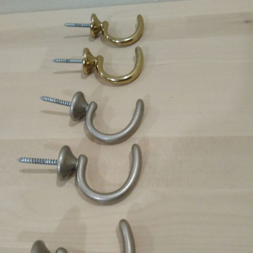 Curtain support bases set used, 8 bronze pieces, silver and gold