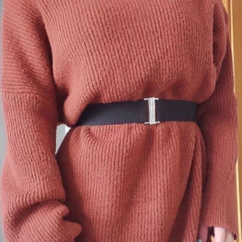 Midi knitted dress with turtleneck brown like new, one size