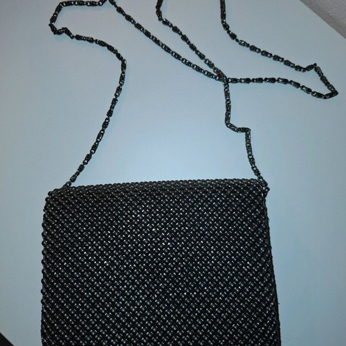 Evening shoulder bag like new with gunmetal beads
