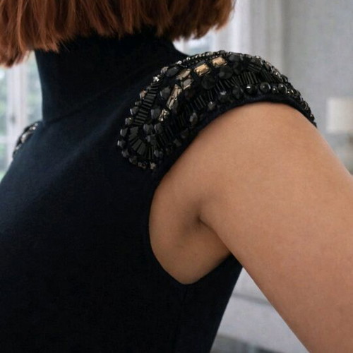 Choklate Paris Little Black Midi Cocktail Dress with Crystals