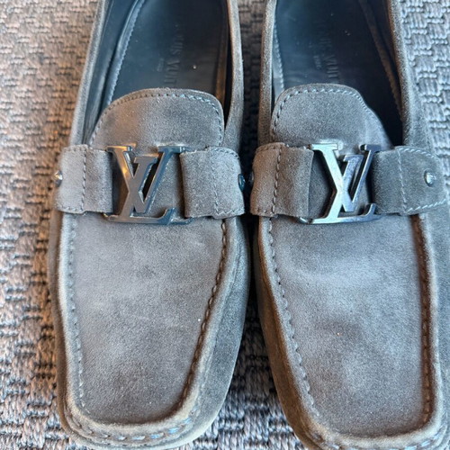 Louis Vuitton blue suede moccasins used