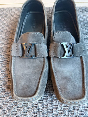 Louis Vuitton blue suede moccasins used