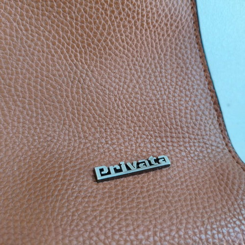 Privata women's handbag used, synthetic leather with croco texture, brown
