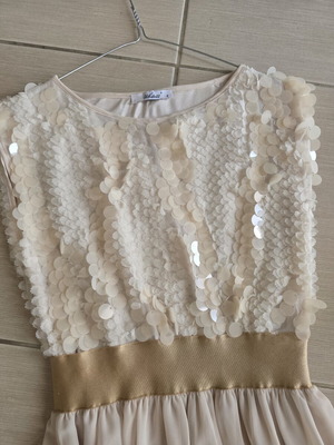 Ancient Greek maxi dress like new, beige with gold details, size M