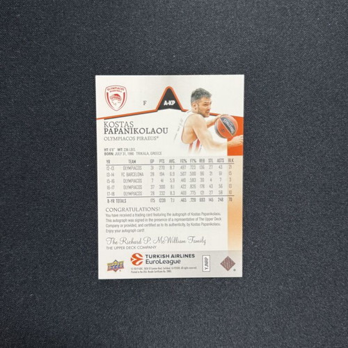 Upper Deck Goodwin Champions 2019 Kostas Papanikolaou Autograph Card like new