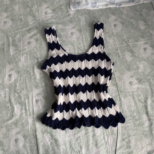 Vintage crochet top 90s Y2K white blue new