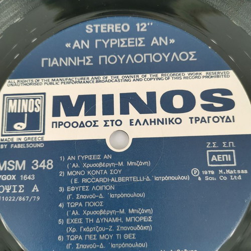 Vinyl record Poulopoulos An gyriseis an used