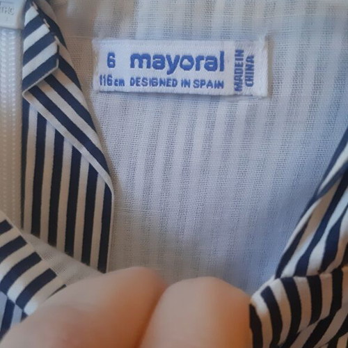 Mayoral dress like new for girl 6 years old, white and blue