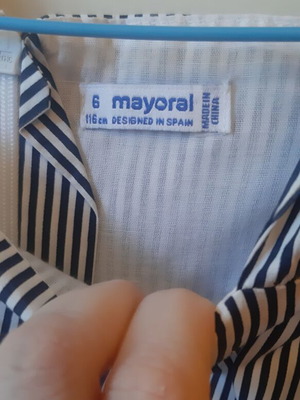 Mayoral dress like new for girl 6 years old, white and blue