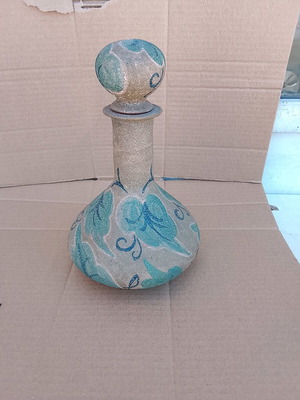 Decorative bottle used, ceramic with designs 25cm height