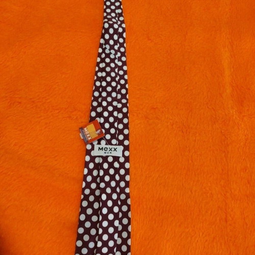 Vintage Mexx Fashion polka dot tie new, burgundy and white