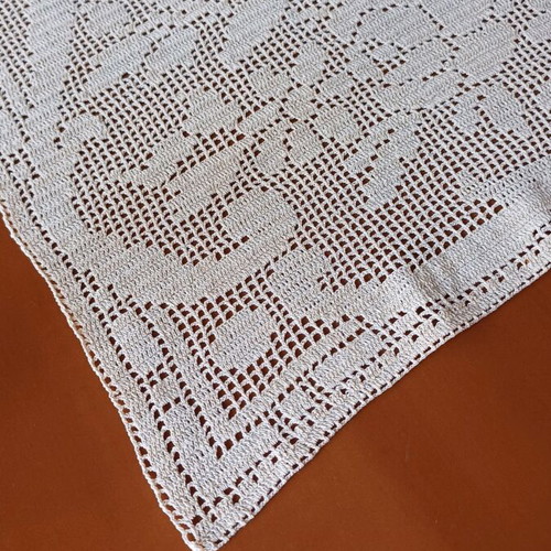 Handmade knitted beige motif new, 54×72.5 cm