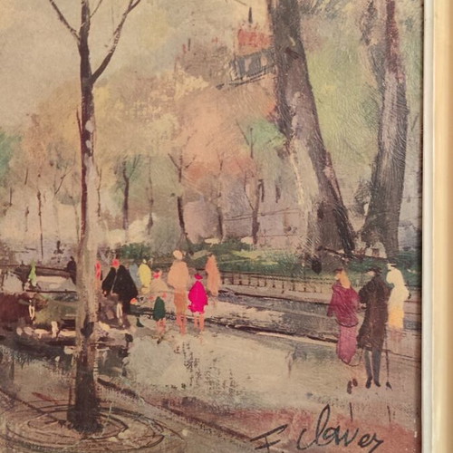 F. Claver Arc de Triomphe Paris oil painting with frame