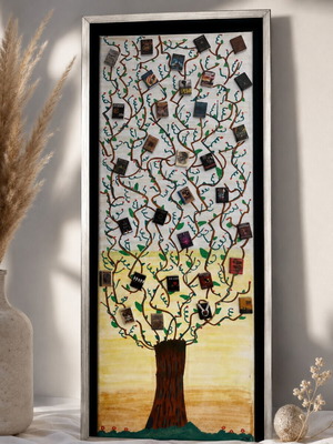 3D Mixed Media Painting The Tree of Books framed, like new