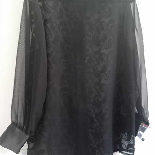 Women's transparent shirt embroidered, new, size L, black