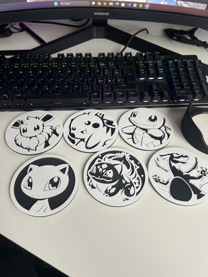 3D Print Pokemon Coasters Set of 6 Like New with Case