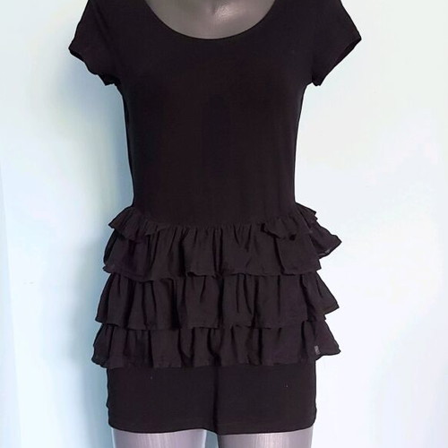 H&M Black Ruffled Dress like new, tunic style, sizes M to 2XL