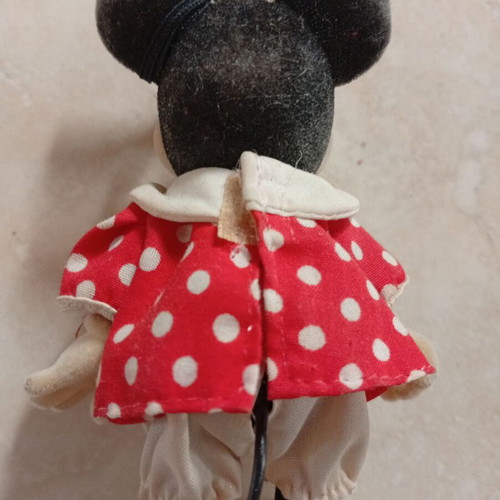Minnie Mouse vintage flocked figure, red polka dot dress