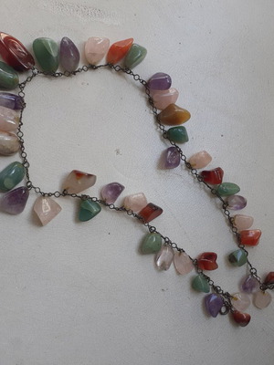 Necklace with natural multicolored stones like new, boho style