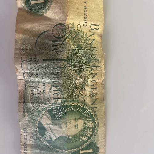 One Pound England used with young Elizabeth II