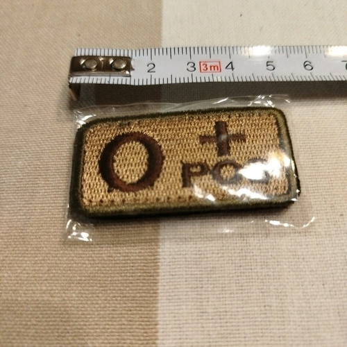 Sew-on patch blood type O+ new with velcro