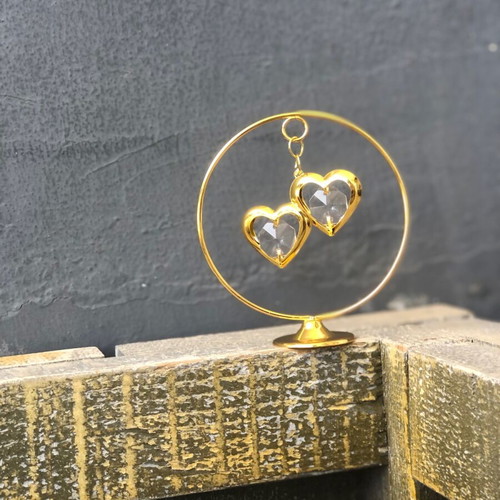 Romantic bomboniere new with golden hearts and crystal details