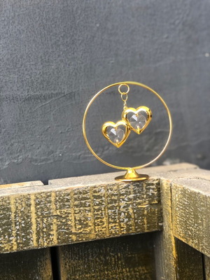 Romantic bomboniere new with golden hearts and crystal details