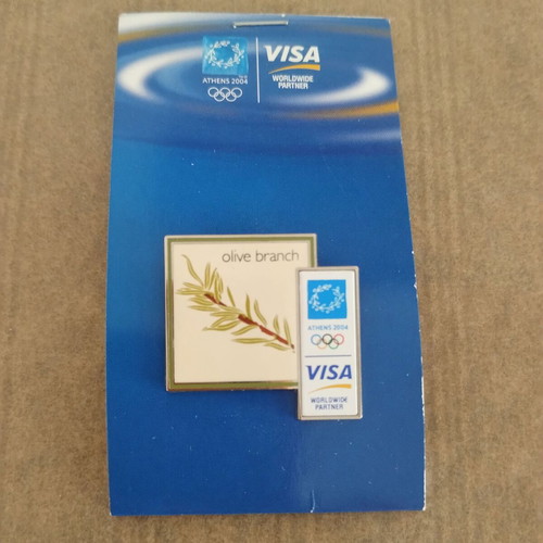 Athens 2004 Visa Sponsorship Pin Set with Olympia Pin new