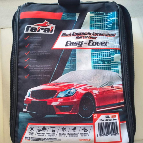 Feral Easy Cover Half Car Cover with Carry Bag 317x157x50cm Waterproof XLarge