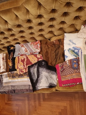 Scarves satin-cotton collection like new, set of 13