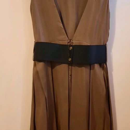 Rococo silk dress with 6 different looks, size L, brown