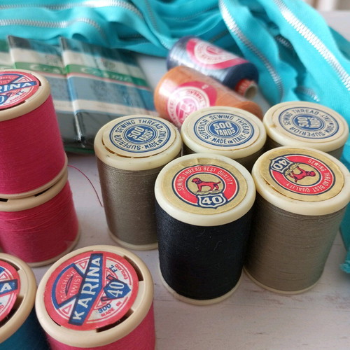 Vintage sewing materials set 59 pieces new in packaging