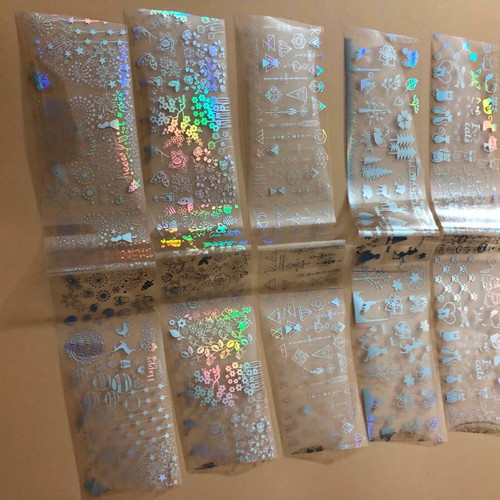 Ολογραφικά αυτοκόλλητα νυχιών Aurora Glass καινούργιο, πακέτο 5 τεμ.