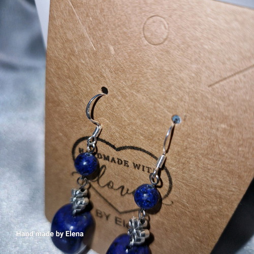 Hypoallergenic handmade earrings with natural lapis lazuli stone new
